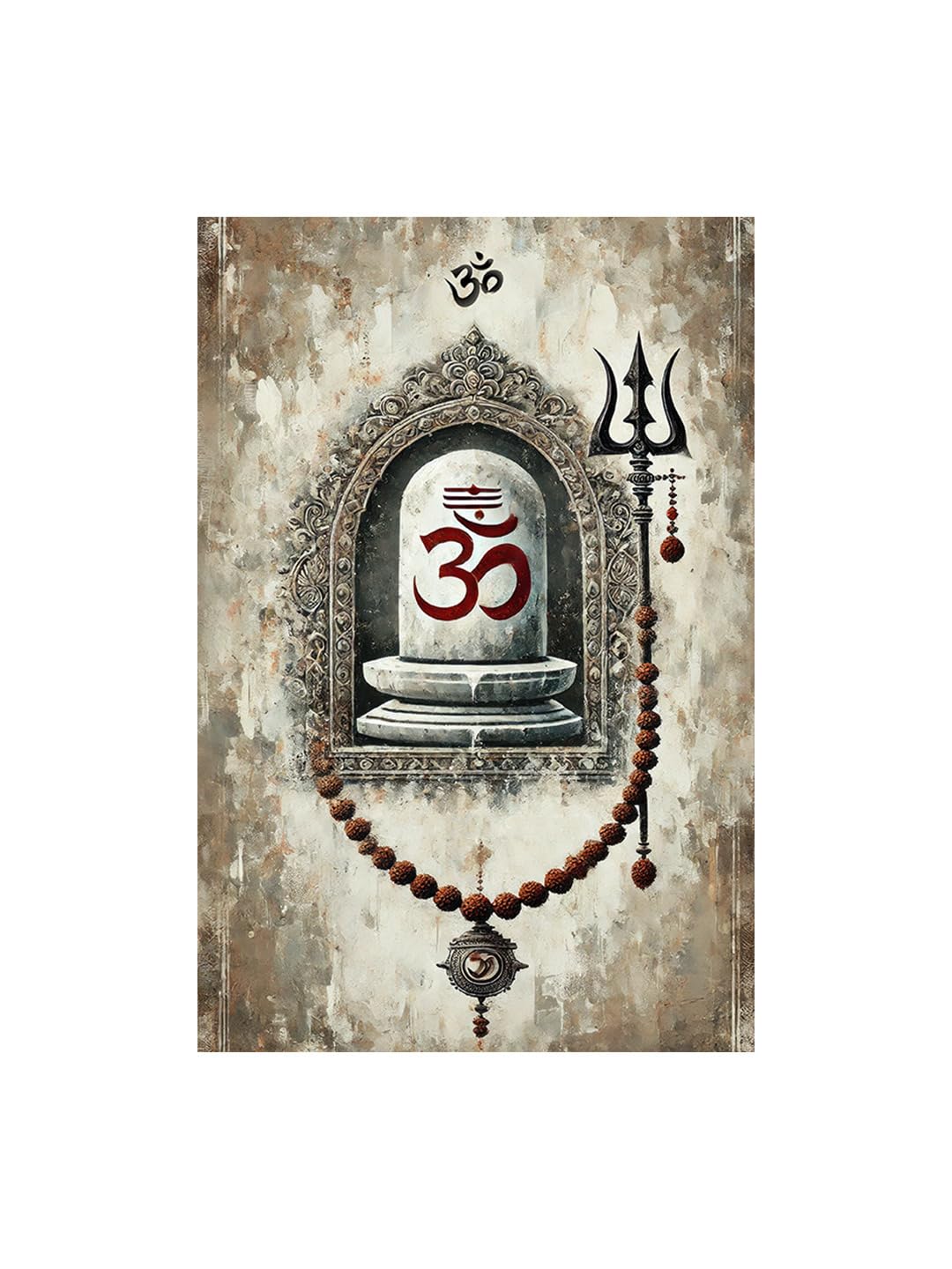 999Store Om And Shiva Lingam Canvas Art - Devotional Wall Decor For Spiritual Spaces(24X36 Inch_ Canvas) Flp24360741